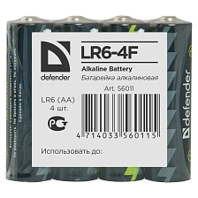 Батарейка алкалиновая DEFENDER LR6-4F AA, в пленке 4 шт. Батарейка алкалиновая DEFENDER LR6-4F AA, в пленке 4 шт.
