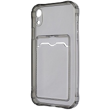 Чехол накладка для APPLE iPhone XR, силикон, отдел для карт, цвет прозрачно черный