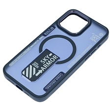 Чехол накладка Sky Armor с поддержкой MagSafe для APPLE iPhone 15 Pro Max, подставка, матовый, цвет темно синий Чехол накладка Sky Armor с поддержкой MagSafe для APPLE iPhone 15 Pro Max, подставка, матовый, цвет темно синий