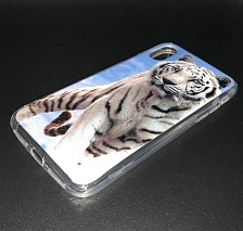 Чехол накладка для APPLE iPhone X, XS, силикон, рисунок Белый тигр в полный рост.