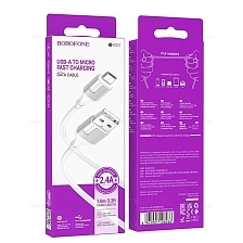 Кабель BOROFONE BX101 Creator Micro USB, 2.4A, длина 1 метр, цвет белый Кабель BOROFONE BX101 Creator Micro USB, 2.4A, длина 1 метр, цвет белый