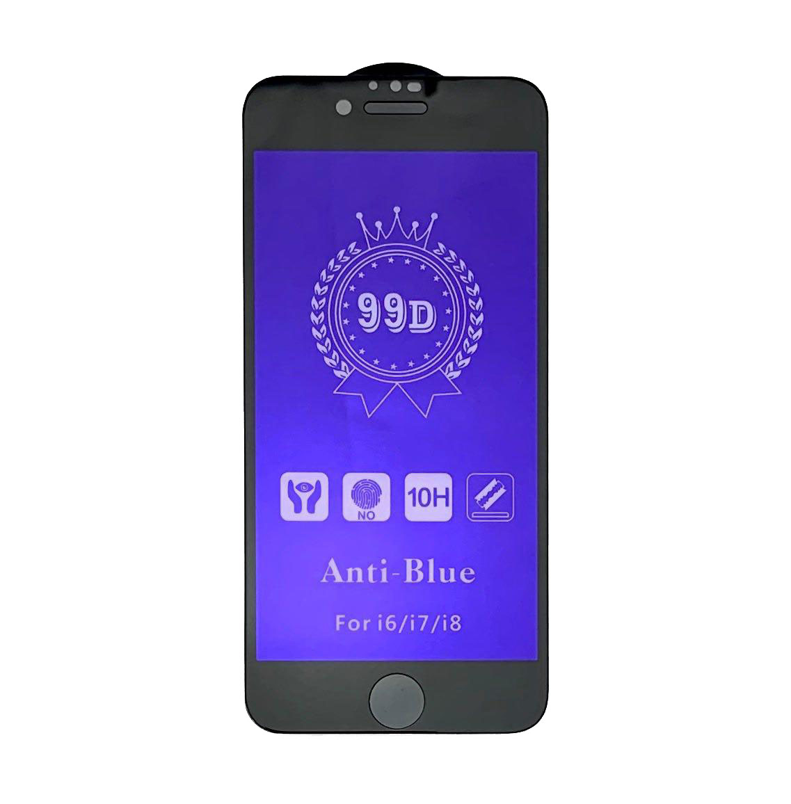 Защитное стекло "99D" для APPLE iPhone 7/8 (4.7") анти-бликовое Anti-Blue, цвет окантовки чёрный.