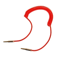 AUX кабель JD-64 витой (пружина) Jack 3.5" - 3.5", длиной 1.8 метра, цвет красный.