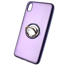 Чехол накладка для XIAOMI Redmi 7A, силикон, c кольцом держатель, цвет светло фиолетовый.