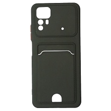 Чехол накладка BUTTON для XIAOMI Redmi Note 12S, защита камеры, силикон, отдел для карт, цвет черный