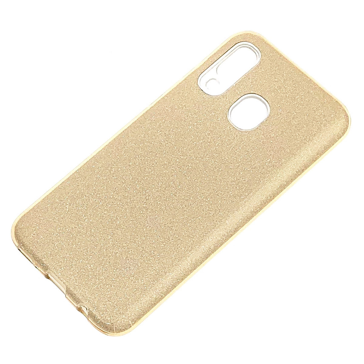 Чехол накладка для SAMSUNG Galaxy A40 (SM-A405), силикон, блестки, цвет золотистый. Чехол накладка для SAMSUNG Galaxy A40 (SM-A405), силикон, блестки, цвет золотистый.