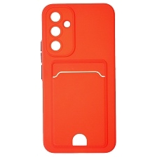 Чехол накладка BUTTON для SAMSUNG Galaxy A54 5G, силикон, отдел для карт, цвет красный