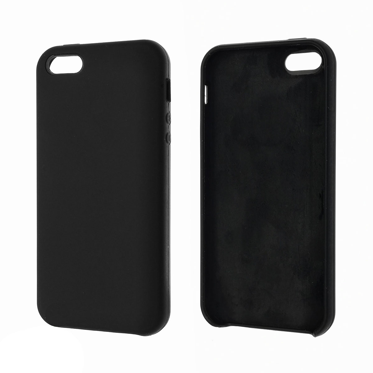 Чехол накладка Silicon Case для APPLE iPhone 5, 5S, SE, силикон, бархат, цвет черный
