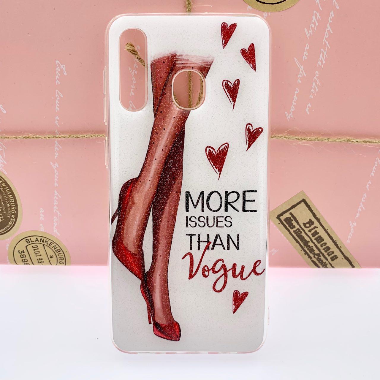 Чехол накладка для SAMSUNG Galaxy A30 (SM-A305), силикон, глянец, рисунок More issues than VOGUE.