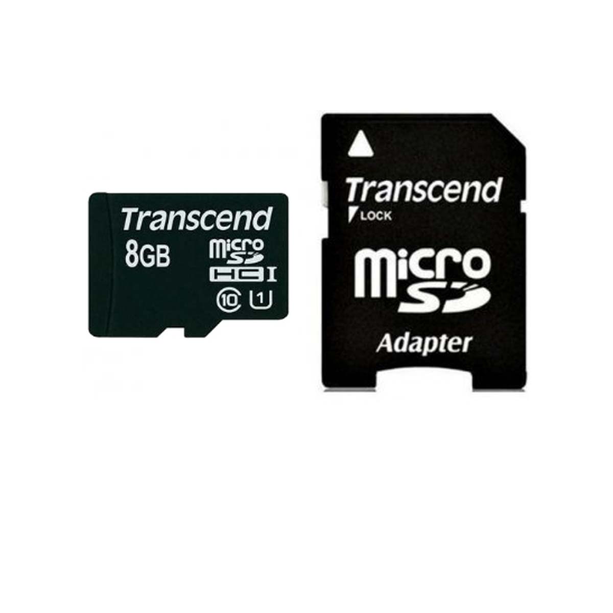 Карта памяти MRM Transcend MicroSDHC 8GB Class 10 + SD адаптер, цвет черный