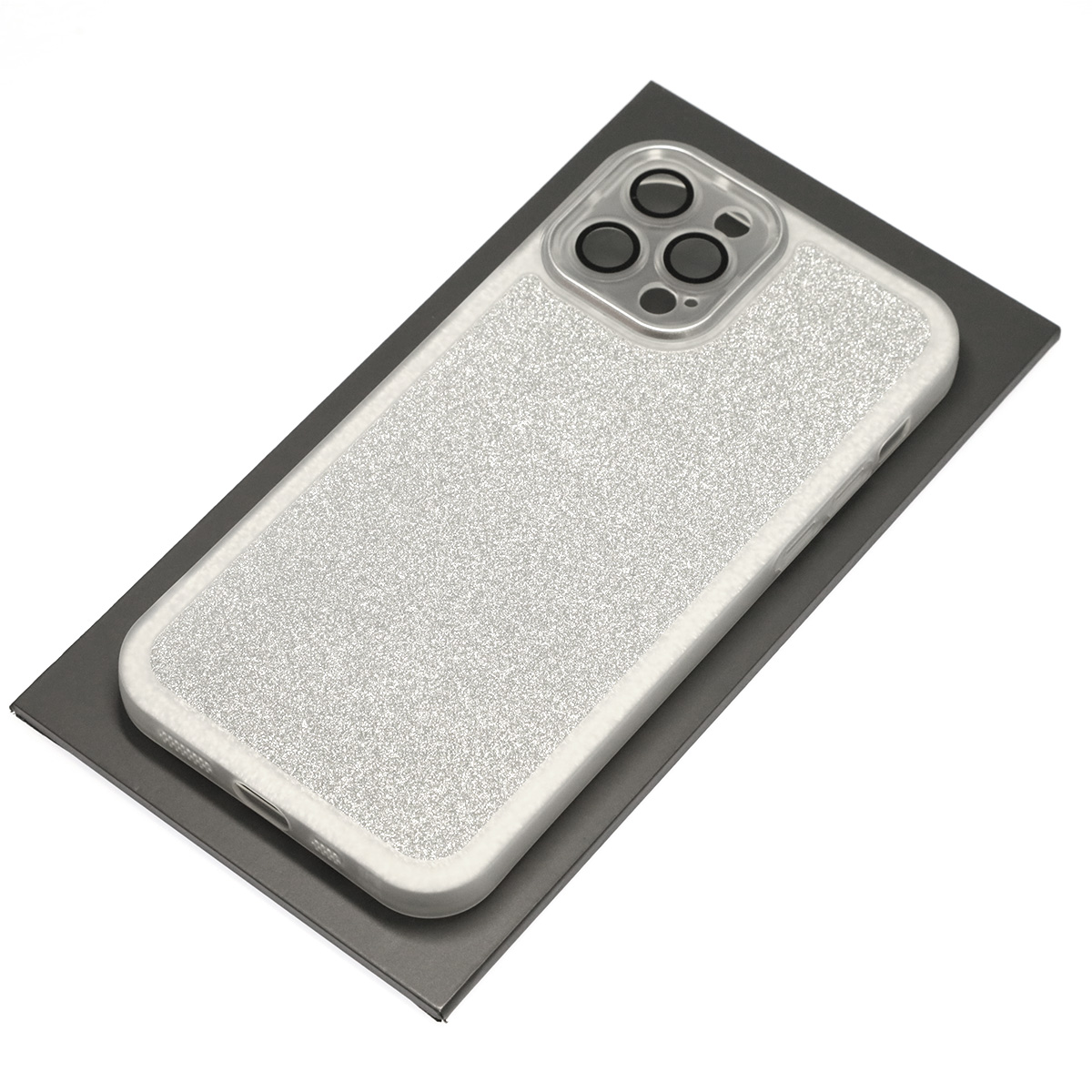 Чехол накладка Shine для APPLE iPhone 12 Pro, силикон, блестки, защита камеры, цвет серебристый