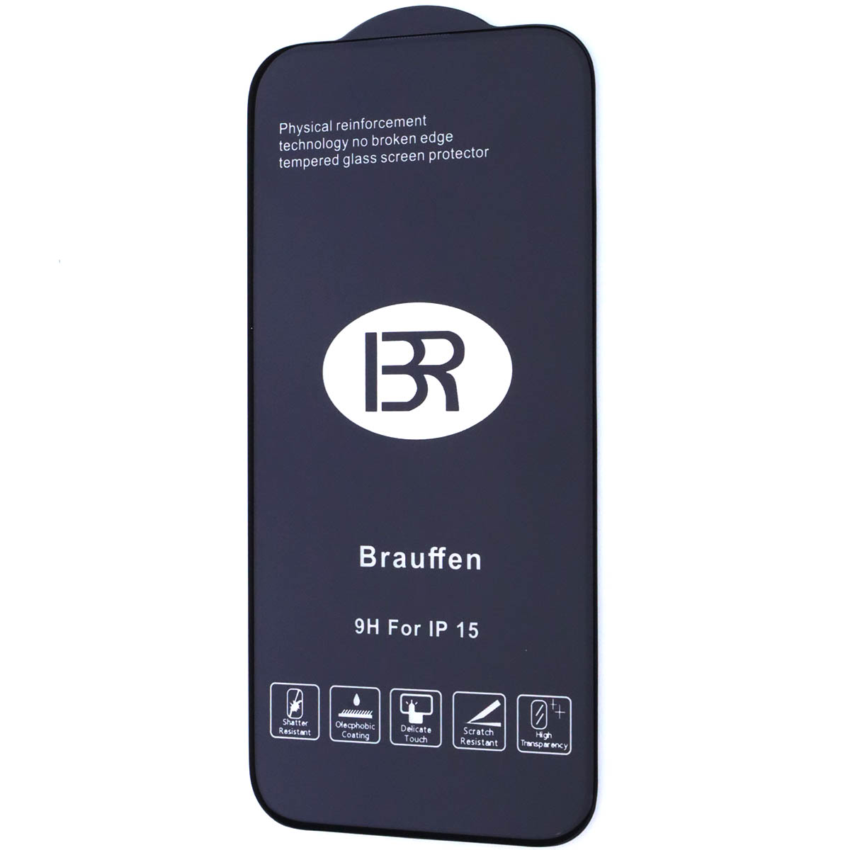 Защитное стекло 5D BRAUFFEN для APPLE iPhone 15 (6.1"), цвет окантовки черный