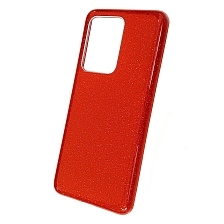 Чехол накладка Shine для SAMSUNG Galaxy S20 Ultra (SM-G988), силикон, блестки, цвет красный.