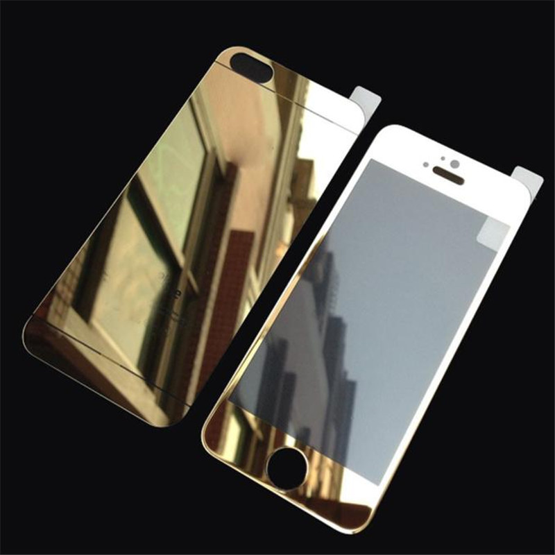 Защитное стекло "SC" цветное зеркальное [комплект] для Apple Iphone 6/4,7 (цвет=золото).