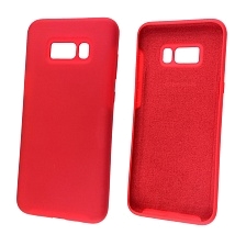 Чехол накладка Silicon Cover для SAMSUNG Galaxy S8 Plus (SM-G955), силикон, бархат, цвет красный.