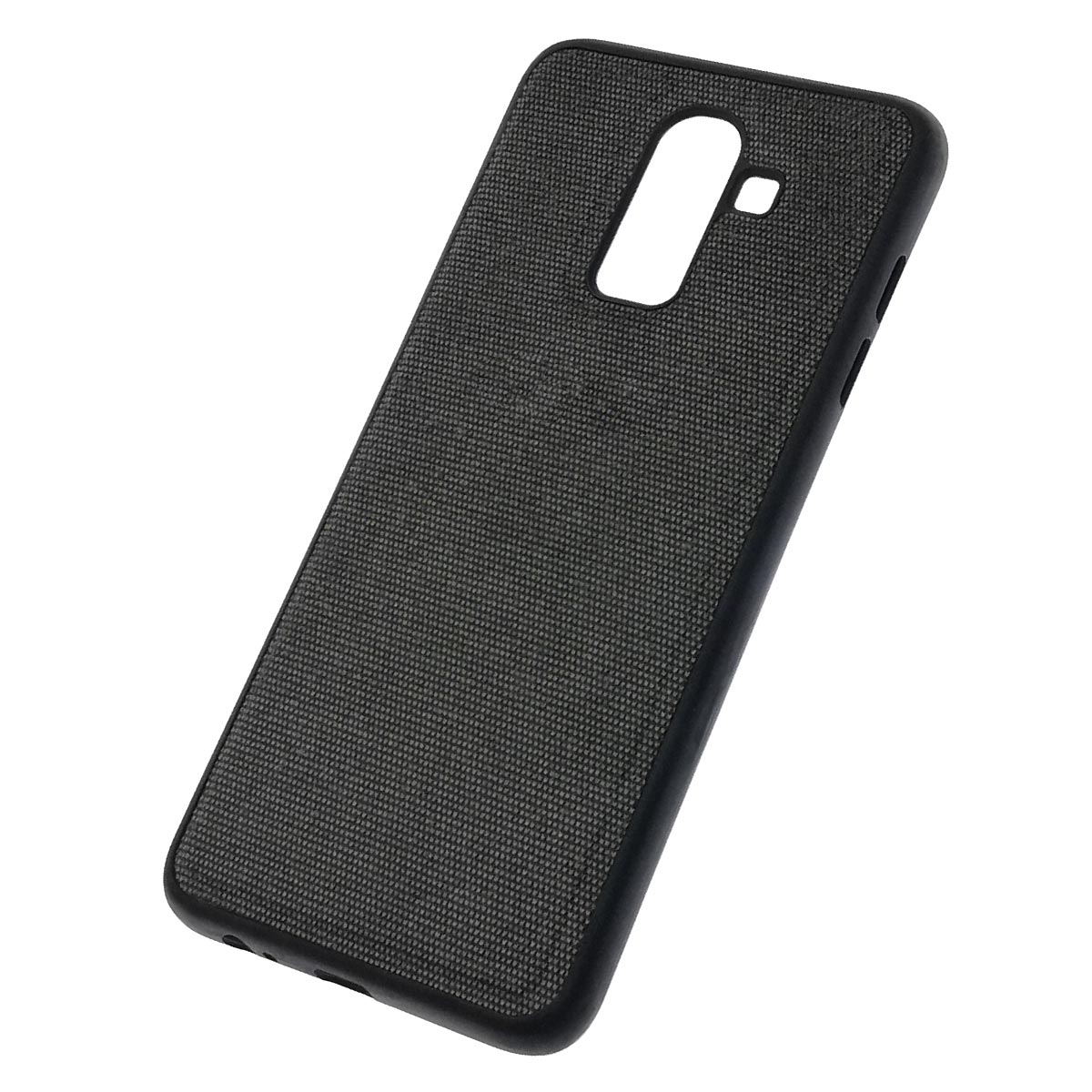 Чехол накладка для SAMSUNG Galaxy J8 2018 (SM-J810), силикон, ткань, цвет черный