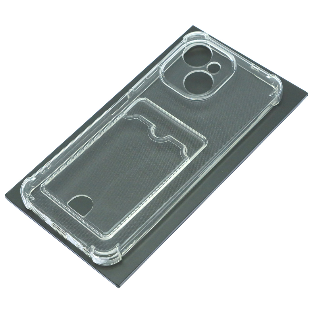 Чехол накладка CARD CASE для TECNO Spark 40C, защита камеры, усиленные края, силикон, отдел для карт, прозрачный