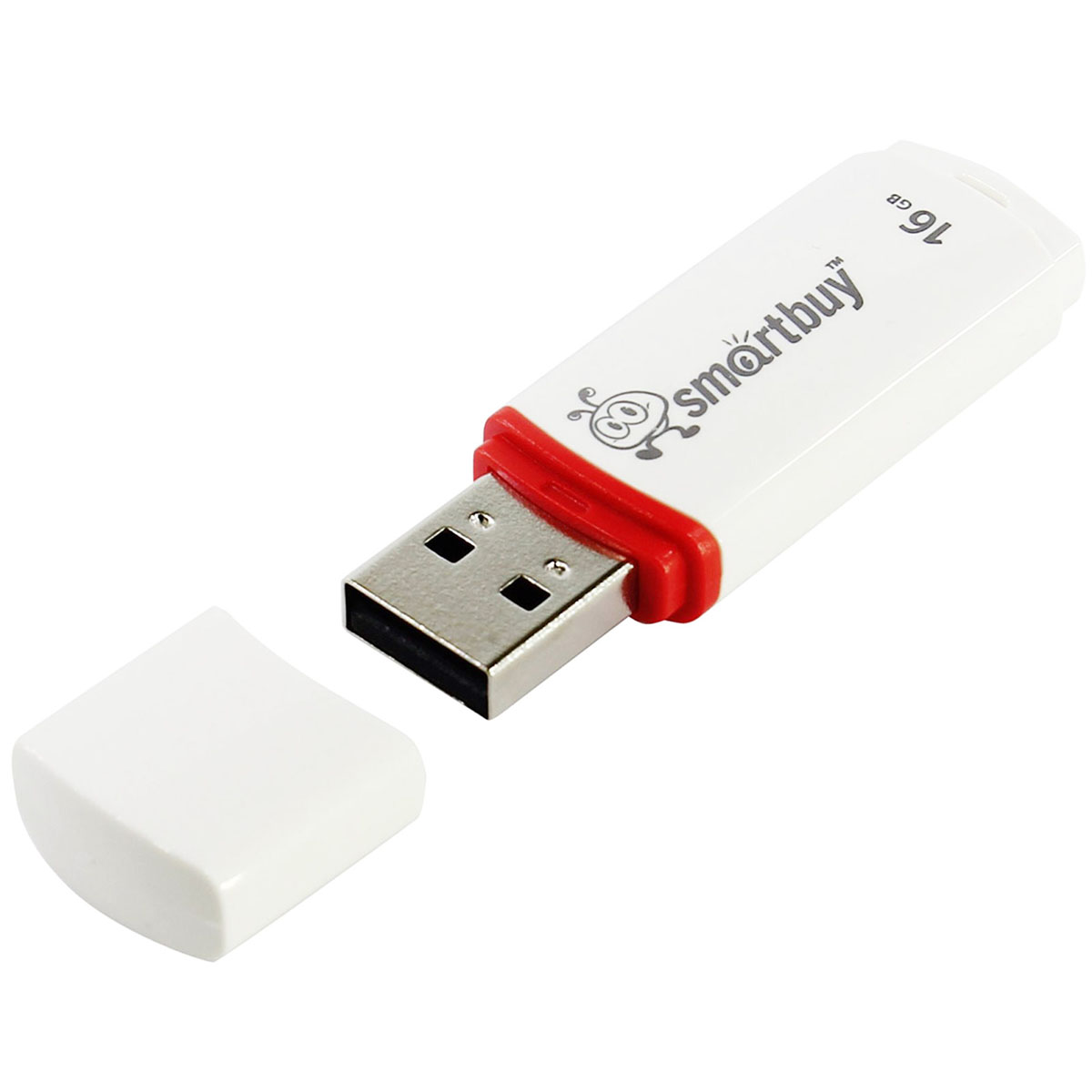 Флешка USB 2.0 16GB SMARTBUY Crown Compact Series, цвет белый