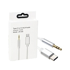 Аудио кабель, переходник JH-030 TYPE-C на AUX Jack 3.5 mm, длина 1 метр, цвет серый Аудио кабель, переходник JH-030 TYPE-C на AUX Jack 3.5 mm, длина 1 метр, цвет серый