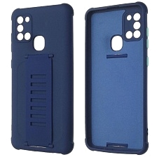 Чехол накладка LADDER NANO для SAMSUNG Galaxy A21S (SM-A217), силикон, держатель, цвет темно синий
