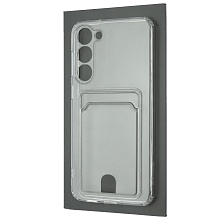 Чехол накладка CARD CASE для SAMSUNG Galaxy S23 Plus, защита камеры, силикон, отдел для карт, цвет прозрачный