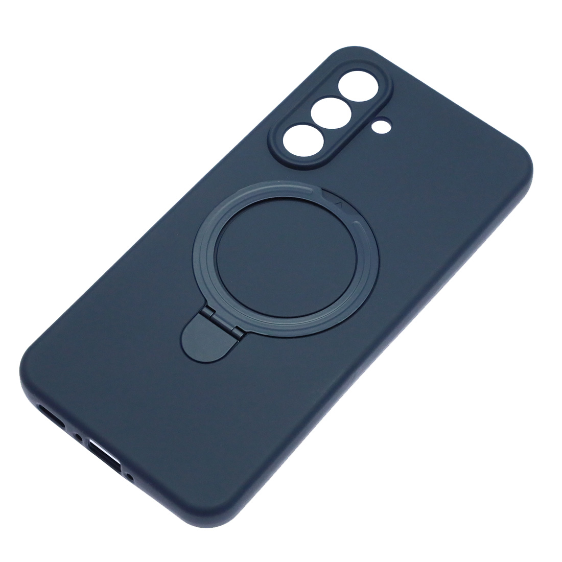 Чехол накладка Revole Mix для SAMSUNG Galaxy A36, Galaxy A56, защита камеры, силикон, бархат, кольцо держатель, цвет темно синий