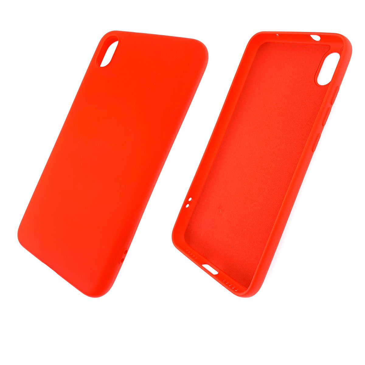 Чехол накладка для XIAOMI Redmi 7A, силикон, бархат, цвет красный.