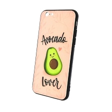 Чехол накладка для APPLE iPhone 6, 6G, 6S, силикон, стекло, рисунок AVOCADO Lover.