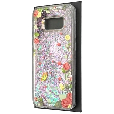 Чехол накладка для SAMSUNG Galaxy S8 (SM-G950), силикон, переливашка, рисунок Розы и Бабочка.