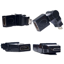 Переходник H167 с mini HDMI (папа) на HDMI (мама), с регулировкой угла наклона 360°, цвет черный Переходник H167 с mini HDMI (папа) на HDMI (мама), с регулировкой угла наклона 360°, цвет черный