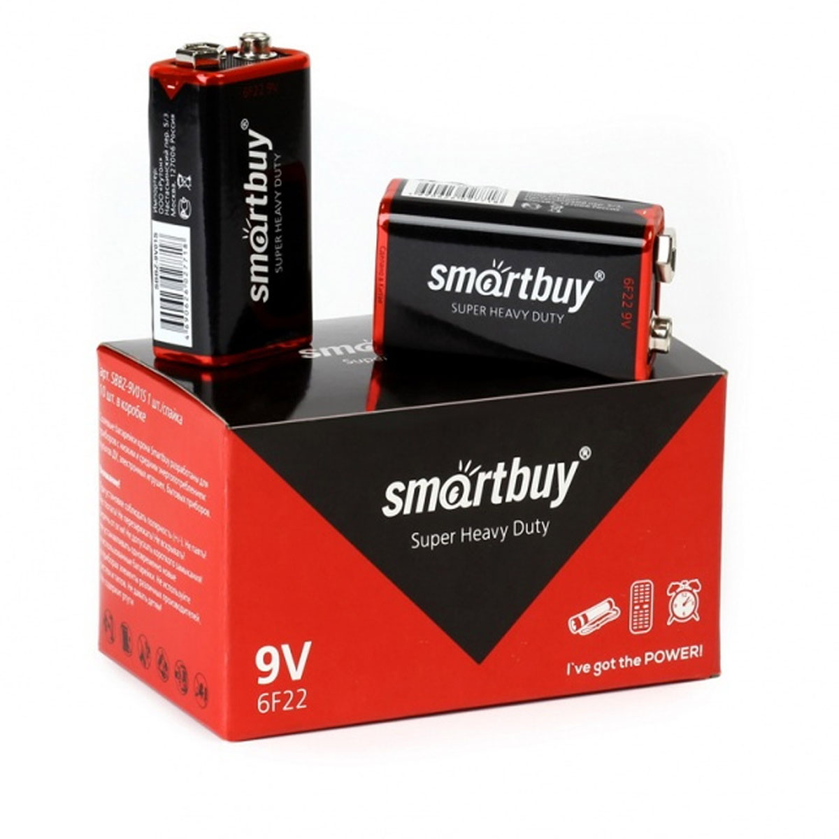 Батарейка Smartbuy крона 9V, BL-1, 6LR61, 6LF22, MN1604, 6F22/1S, солевая.