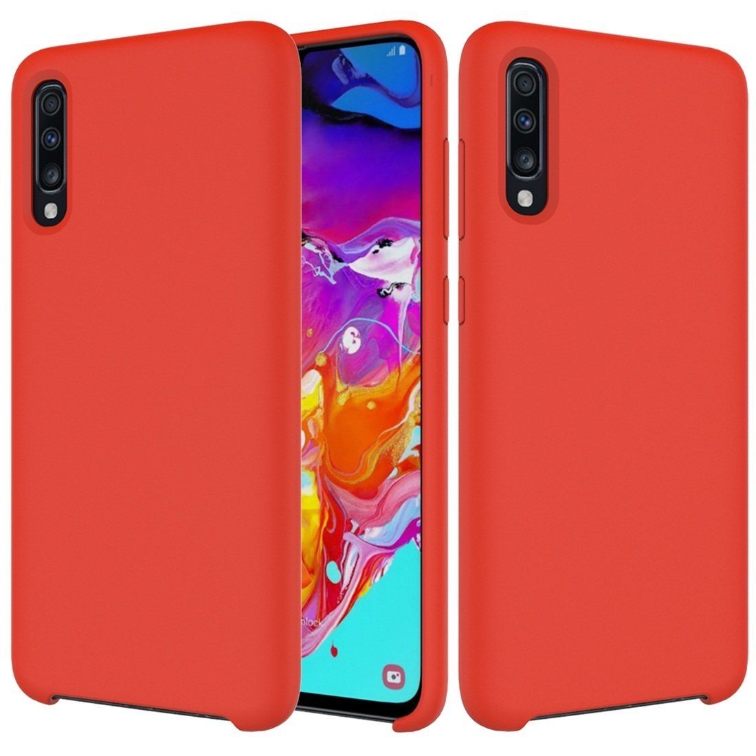 Чехол накладка Silicon Cover для SAMSUNG Galaxy A50 (SM-A505), A30s (SM-A307), A50s (SM-A507), силикон, бархат, цвет карминный красный.