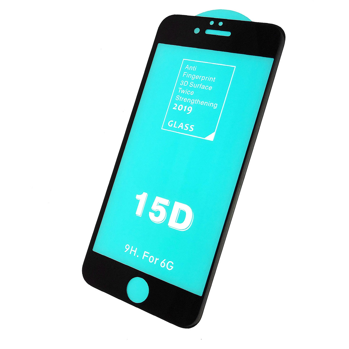 Защитное стекло 15D для APPLE iPhone 6, 6G, 6S, цвет окантовки черный.