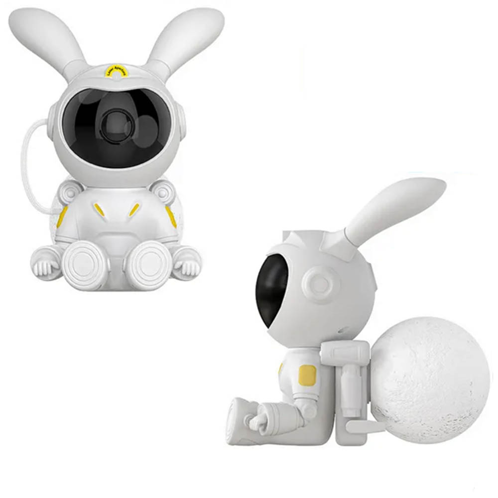 Проектор звездного неба в форме зайца с луной, цвет белый