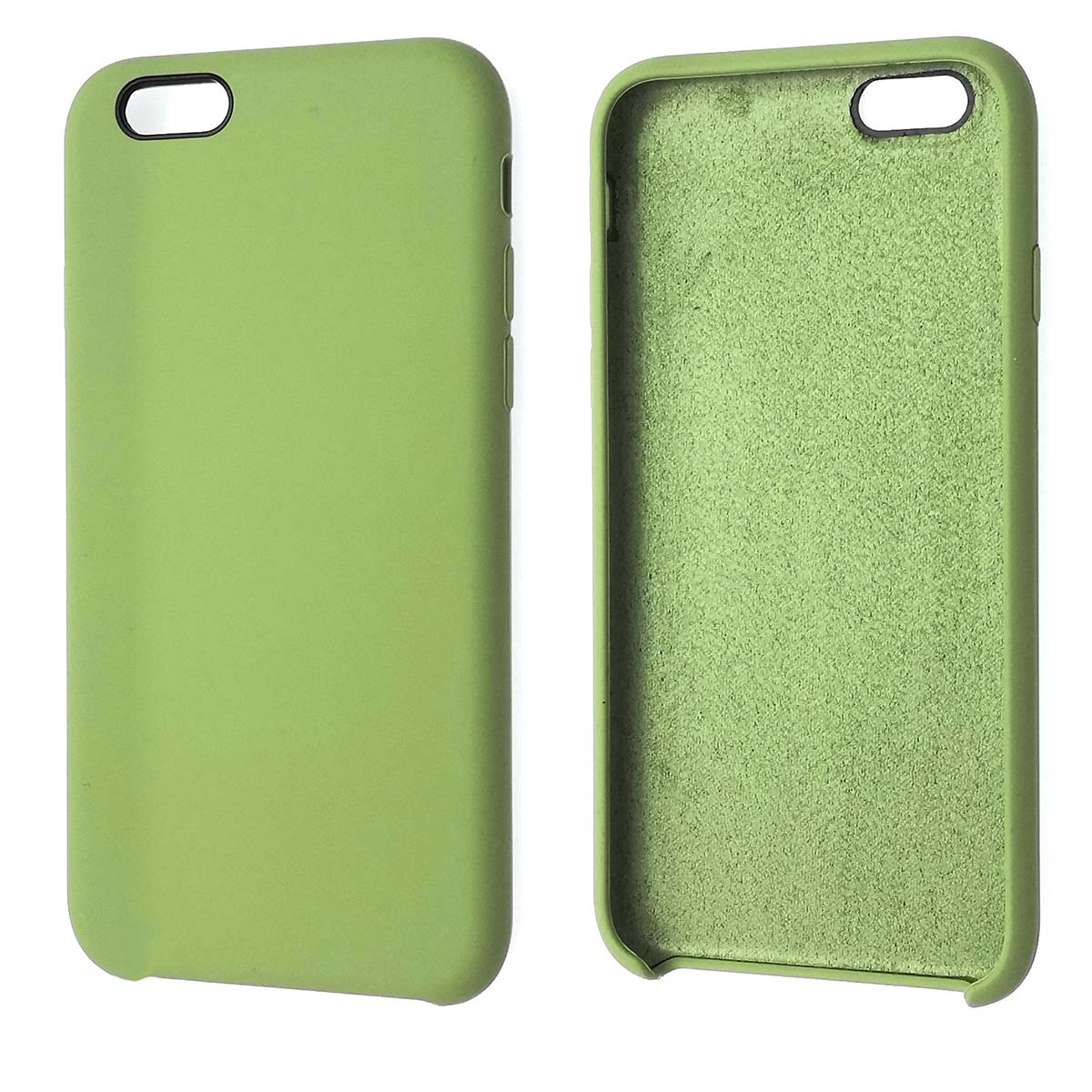 Чехол накладка Silicon Case для APPLE iPhone 6, 6G, 6S, силикон, бархат, цвет фисташковый.