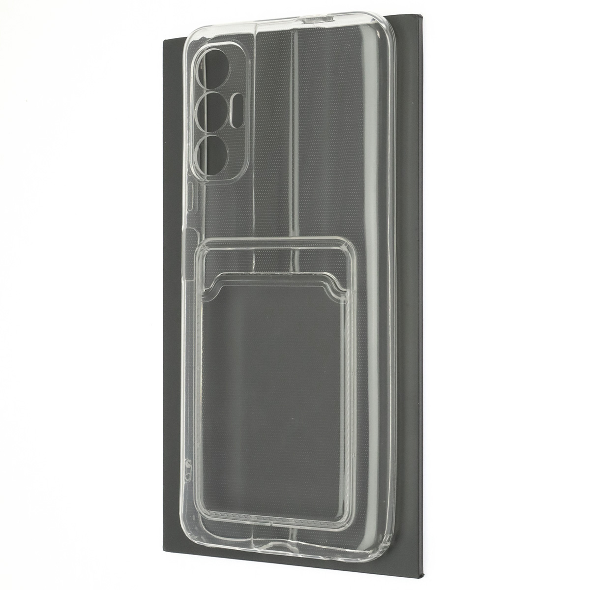 Чехол накладка CARD CASE для TECNO Pova 3, силикон, отдел для карт, цвет прозрачный