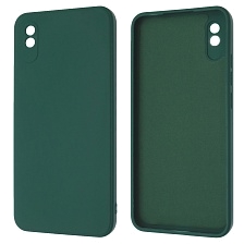 Чехол накладка для XIAOMI Redmi 9A, силикон, бархат, цвет темно зеленый