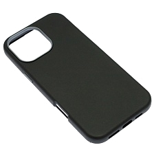 Чехол накладка VICTORIA для APPLE iPhone 16 Pro Max, силикон, пластик, текстура кожи, бархат, цвет черный
