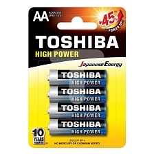 Батарейка TOSHIBA HIGH POWER LR6 AA BL4 Alkaline 1.5V