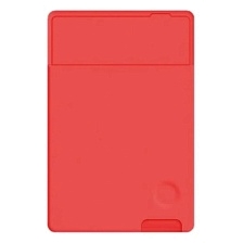 Чехол картхолдер с клеящейся оборотной стороной на смартфон для банковских карт, силикон, цвет красный