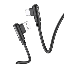 Кабель BOROFONE BX58 Lucky USB Type C, 3A, длина 1 метр, угловые коннекторы, цвет черный Кабель BOROFONE BX58 Lucky USB Type C, 3A, длина 1 метр, угловые коннекторы, цвет черный