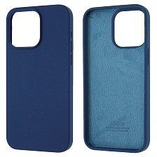 Чехол накладка Silicon Case для APPLE iPhone 15 Pro Max (6.7"), силикон, бархат, цвет темно синий