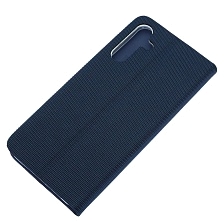 Чехол книжка MESH для SAMSUNG Galaxy A15, текстиль, силикон, бархат, визитница, цвет темно синий