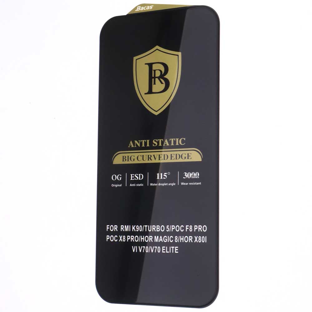 Защитное антистатическое стекло BACAS OG ESD QC F004 6/4 для XIAOMI POCO X8 Pro, цвет окантовки черный