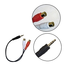 Кабель соединительный H17 AUX 3.5 Jack (M) на 2 RCA (F), длина 0.25 метра, цвет черный