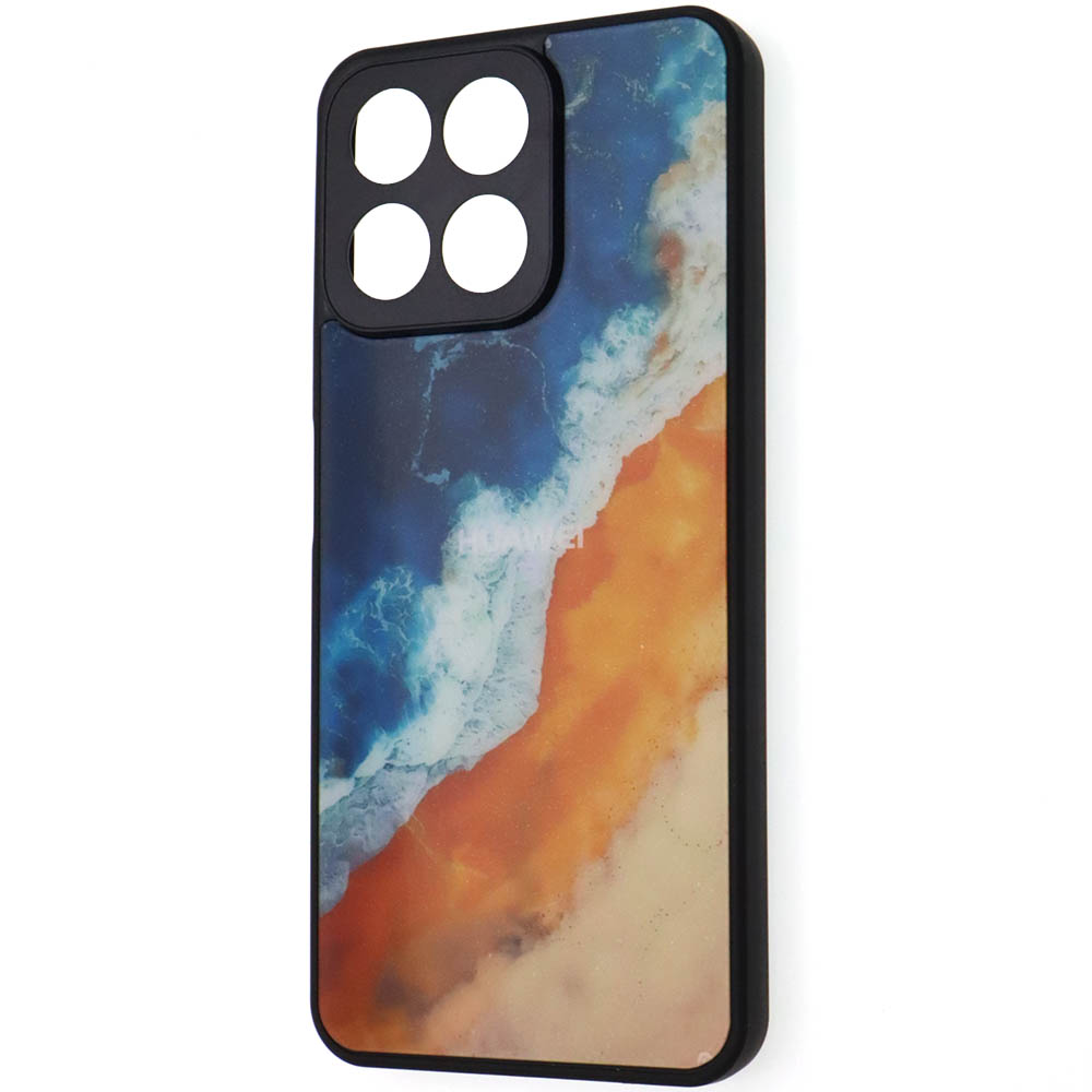 Чехол накладка для Honor X7c, пластик, силикон, защита камеры, рисунок Океанская волна