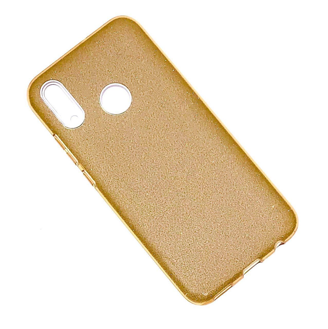 Чехол накладка Shine для SAMSUNG Galaxy A30 (SM-A305), силикон, блестки, цвет золотистый.