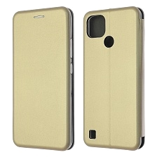 Чехол книжка STYLISH для Realme C21, экокожа, визитница, цвет золотистый