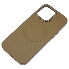 Чехол накладка Creative Stylish с поддержкой MagSafe для APPLE iPhone 16 Pro Max, защита камеры, экокожа, бархат, цвет коричневый