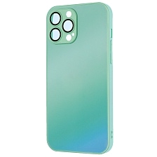 Чехол накладка с поддержкой MagSafe для APPLE iPhone 13 Pro Max (6.7"), силикон, стекло, защита камеры, цвет зеленый